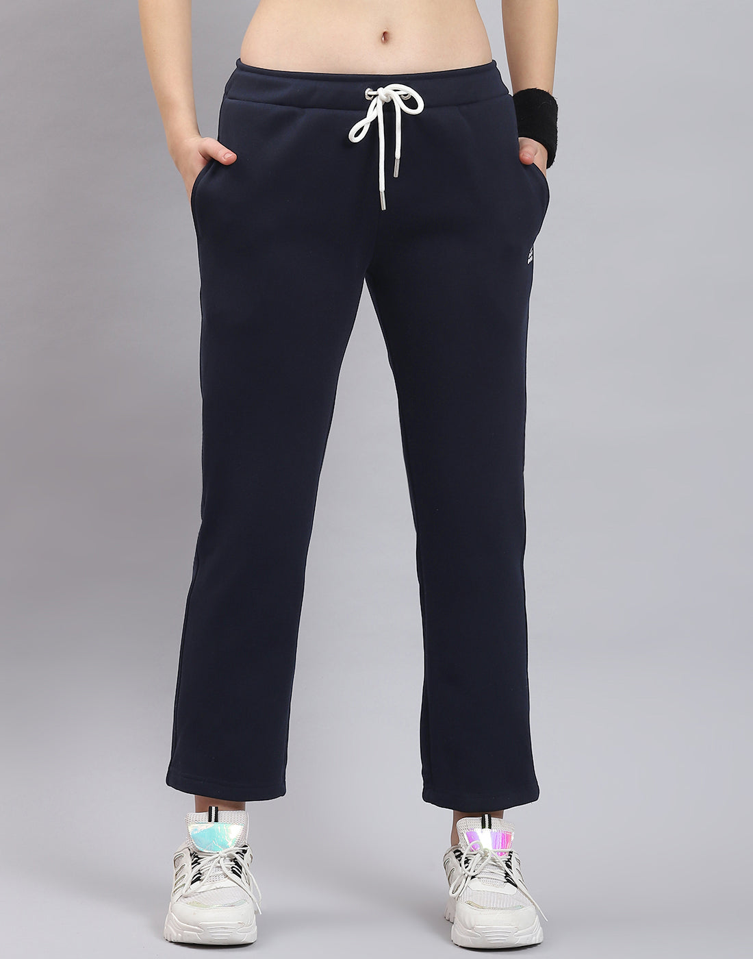 Trackpants: Check Women Light Grey Cotton Trackpants at Cliths